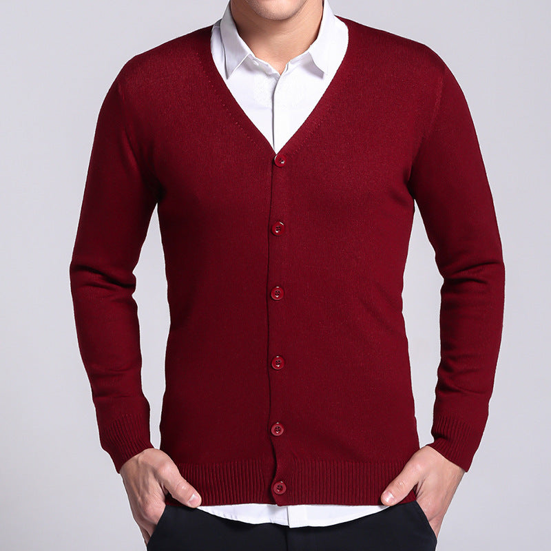 Herr Cardigan – V-hals – Slim Fit – Knäppning – Mjuk och Bekväm