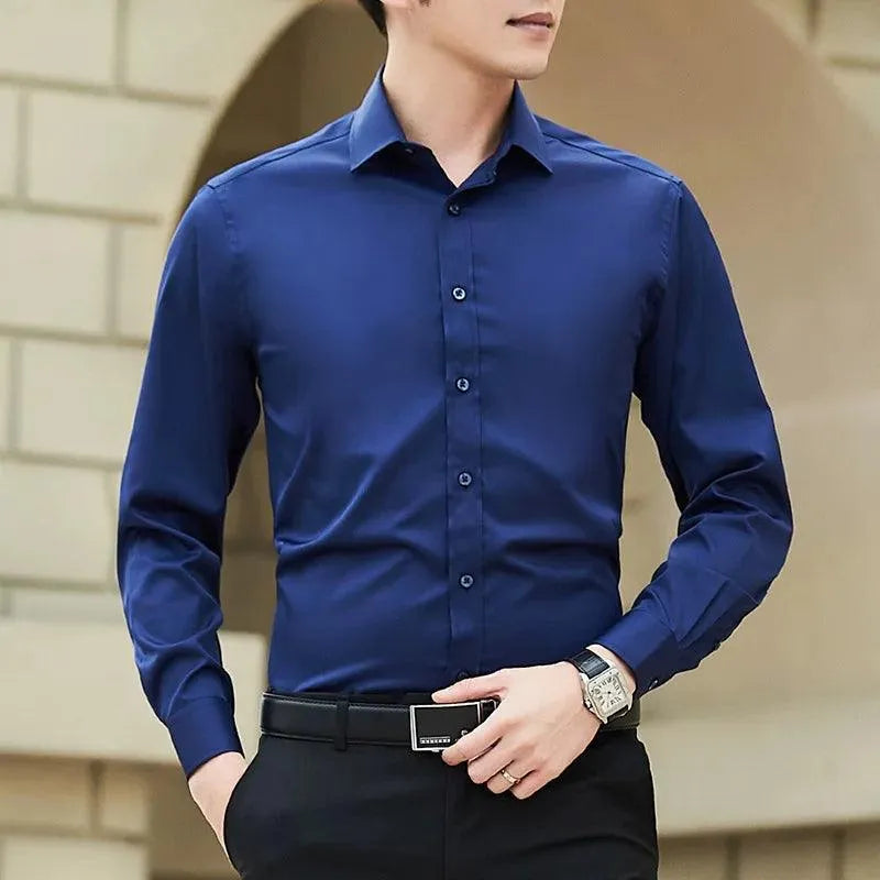 Herrskjorta - Långärmad - Slim Fit - Klassisk Krage - Formell & Elegant