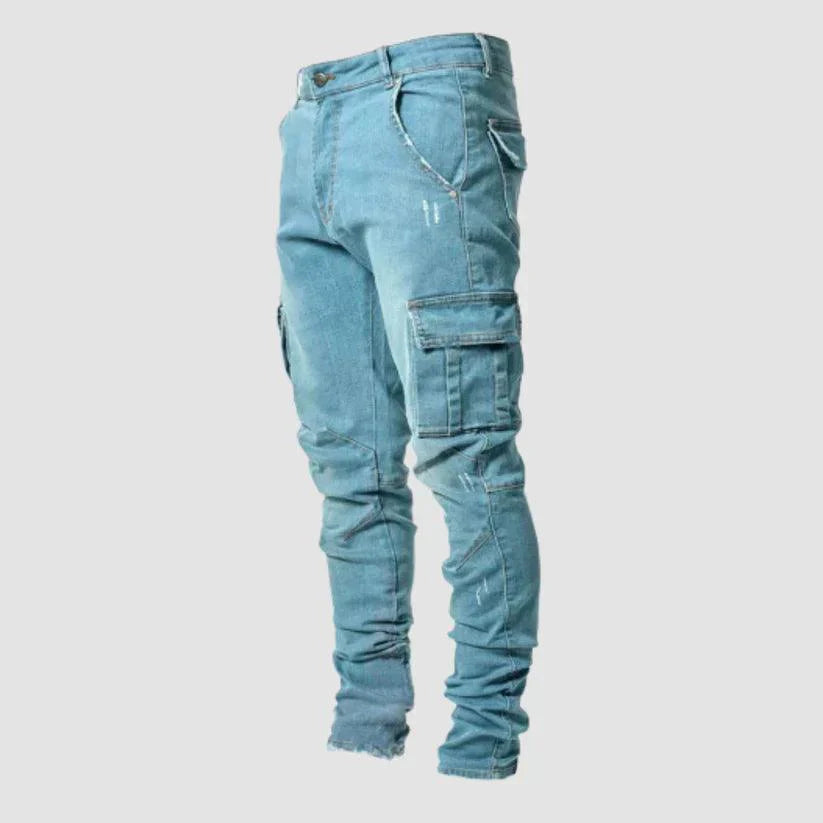 Slim-fit stretch denim cargo bukse for herre
