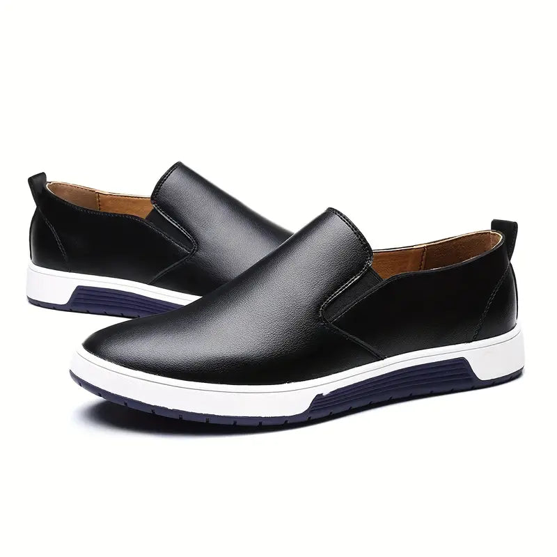 Herresko - Slip-on i Skinn - Komfortabel Gummisåle - Casual og Stilren
