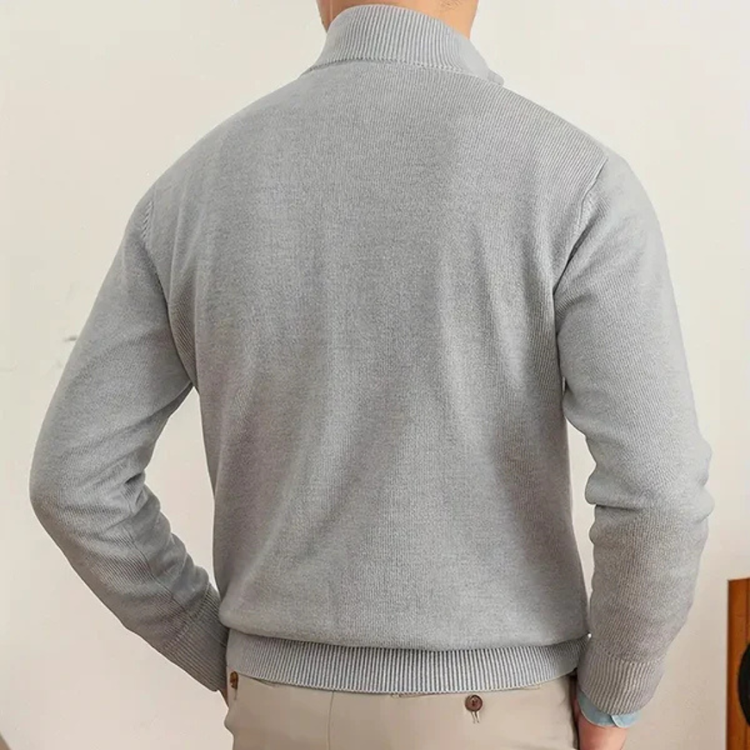 Herrtröja med dragkedja – 100% bomull – Normal passform – Ribbstickade kanter – Smart casual