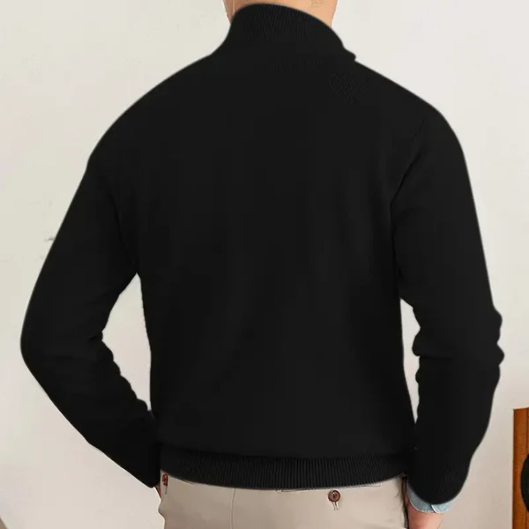 Herrtröja med dragkedja – 100% bomull – Normal passform – Ribbstickade kanter – Smart casual