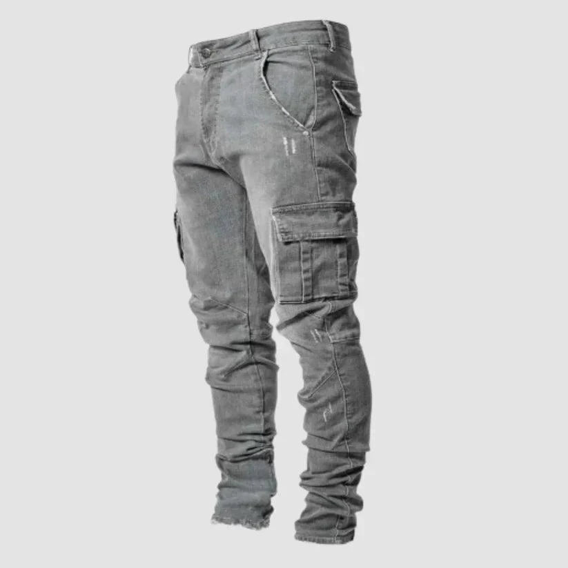 Slim-fit stretch denim cargo bukse for herre