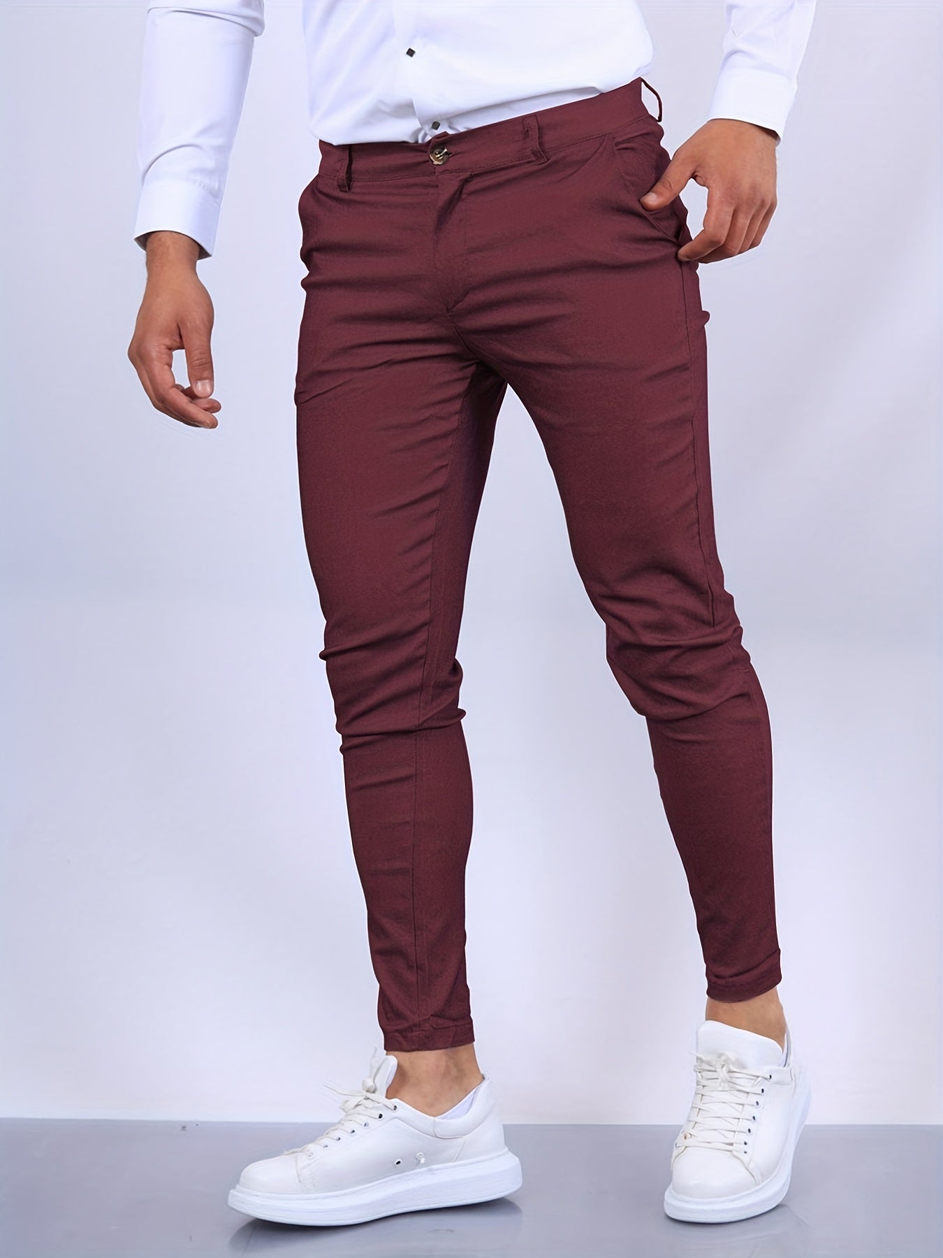 Herr Slim Fit Byxa - Skräddarsydd Look - Bekväm med Stretch - Mångsidig Användning