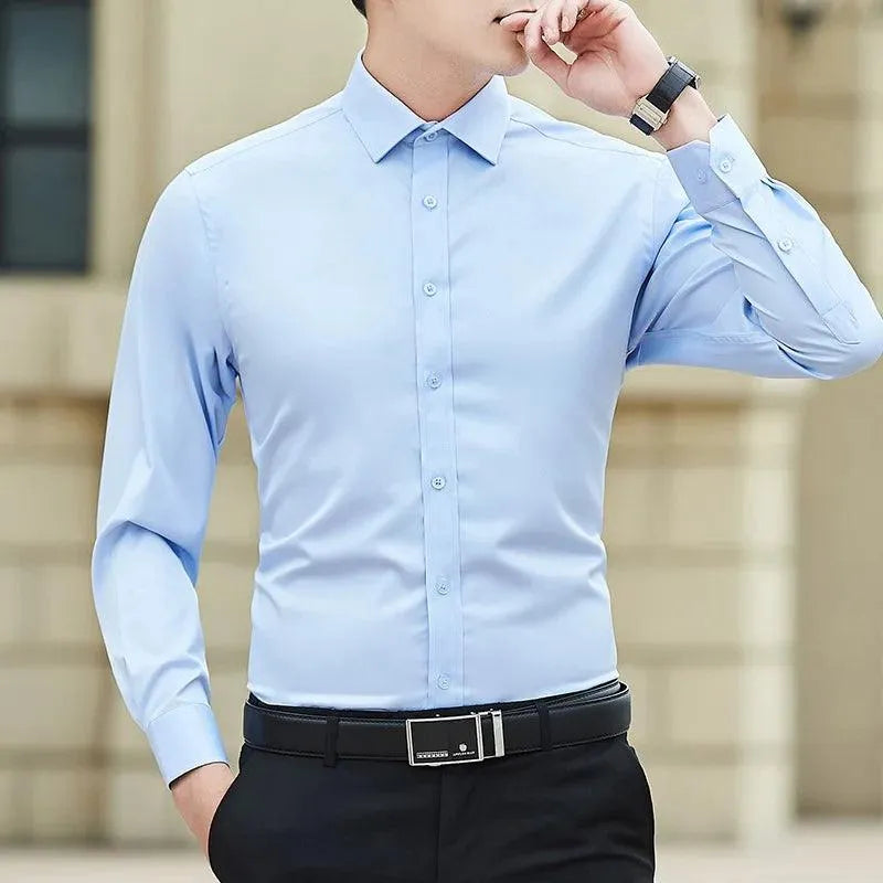 Herrskjorta - Långärmad - Slim Fit - Klassisk Krage - Formell & Elegant