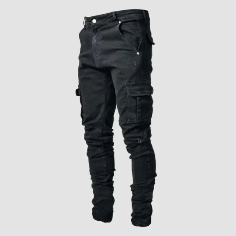 Slim-fit stretch denim cargo bukse for herre