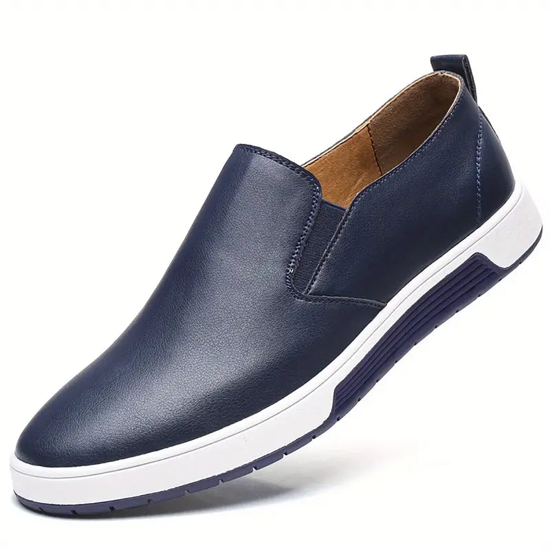 Herresko - Slip-on i Skinn - Komfortabel Gummisåle - Casual og Stilren