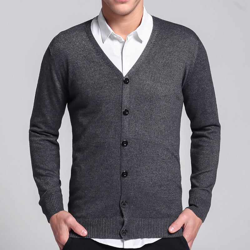 Herr Cardigan – V-hals – Slim Fit – Knäppning – Mjuk och Bekväm