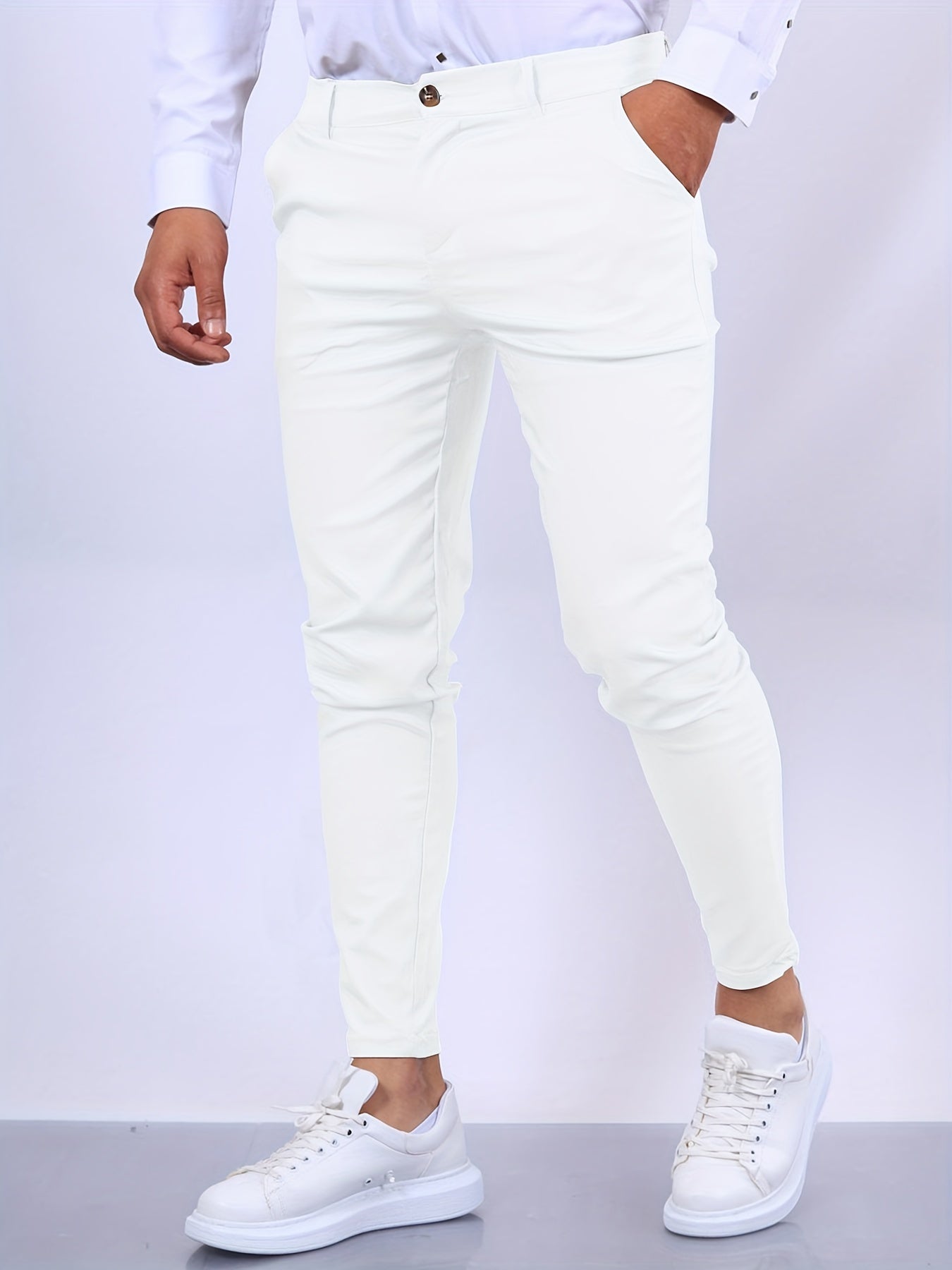 Herr Slim Fit Byxa - Skräddarsydd Look - Bekväm med Stretch - Mångsidig Användning