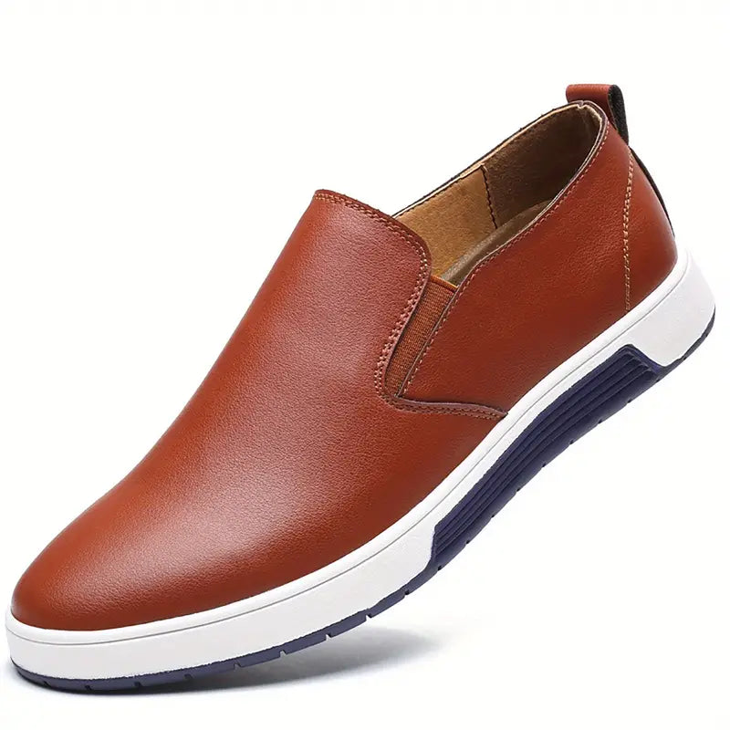 Herresko - Slip-on i Skinn - Komfortabel Gummisåle - Casual og Stilren