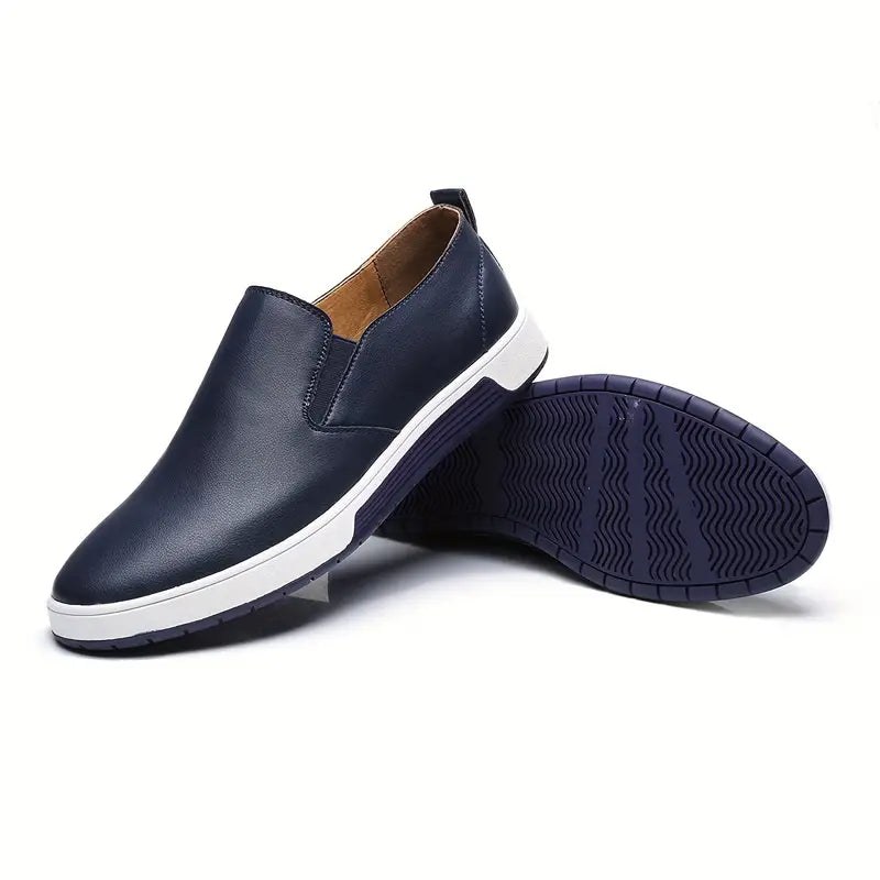 Herresko - Slip-on i Skinn - Komfortabel Gummisåle - Casual og Stilren