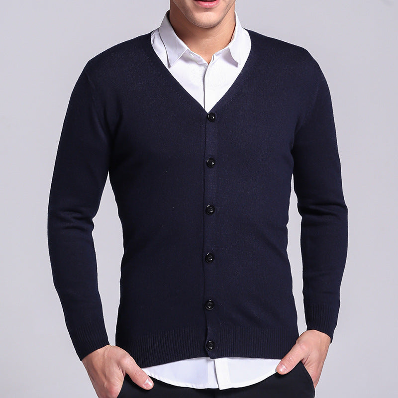 Herr Cardigan – V-hals – Slim Fit – Knäppning – Mjuk och Bekväm
