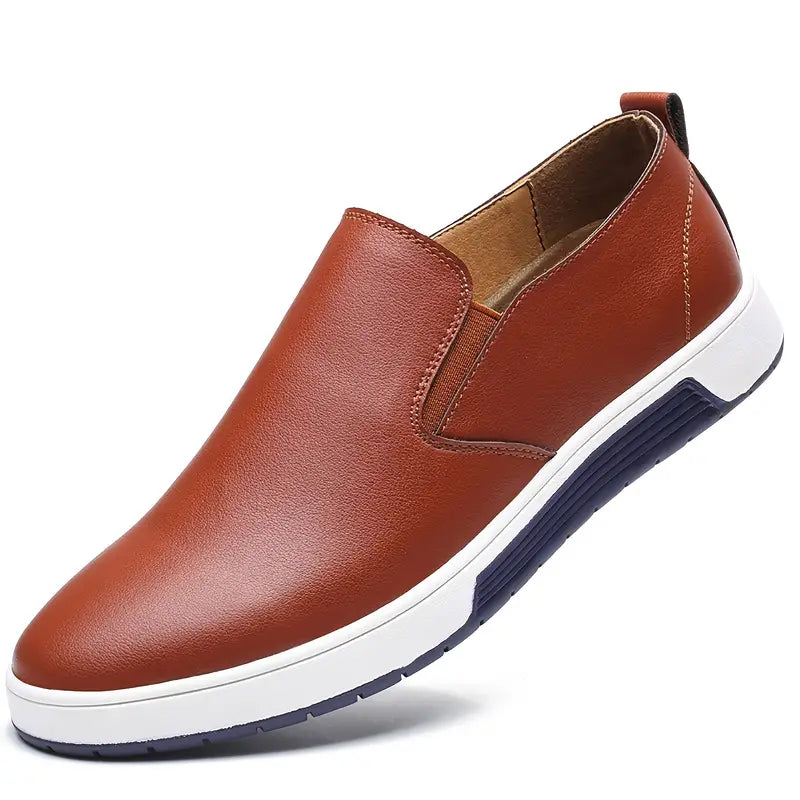 Herresko - Slip-on i Skinn - Komfortabel Gummisåle - Casual og Stilren