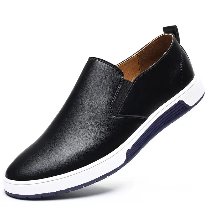 Herresko - Slip-on i Skinn - Komfortabel Gummisåle - Casual og Stilren