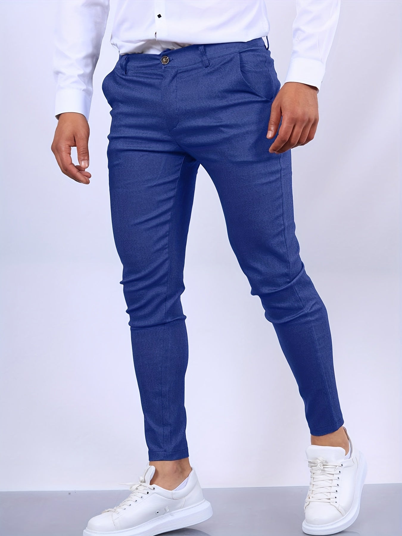 Herr Slim Fit Byxa - Skräddarsydd Look - Bekväm med Stretch - Mångsidig Användning