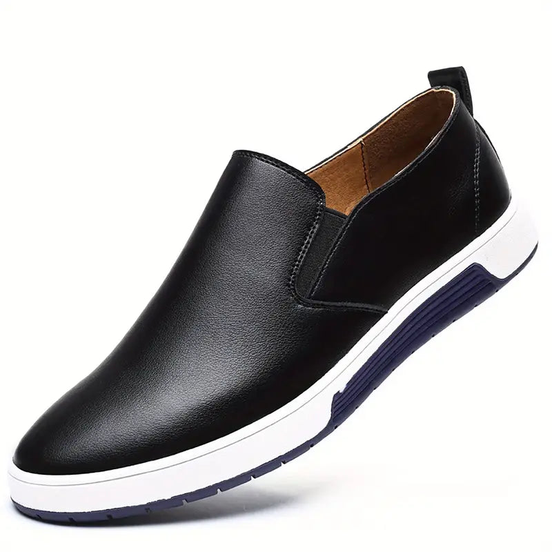 Herresko - Slip-on i Skinn - Komfortabel Gummisåle - Casual og Stilren