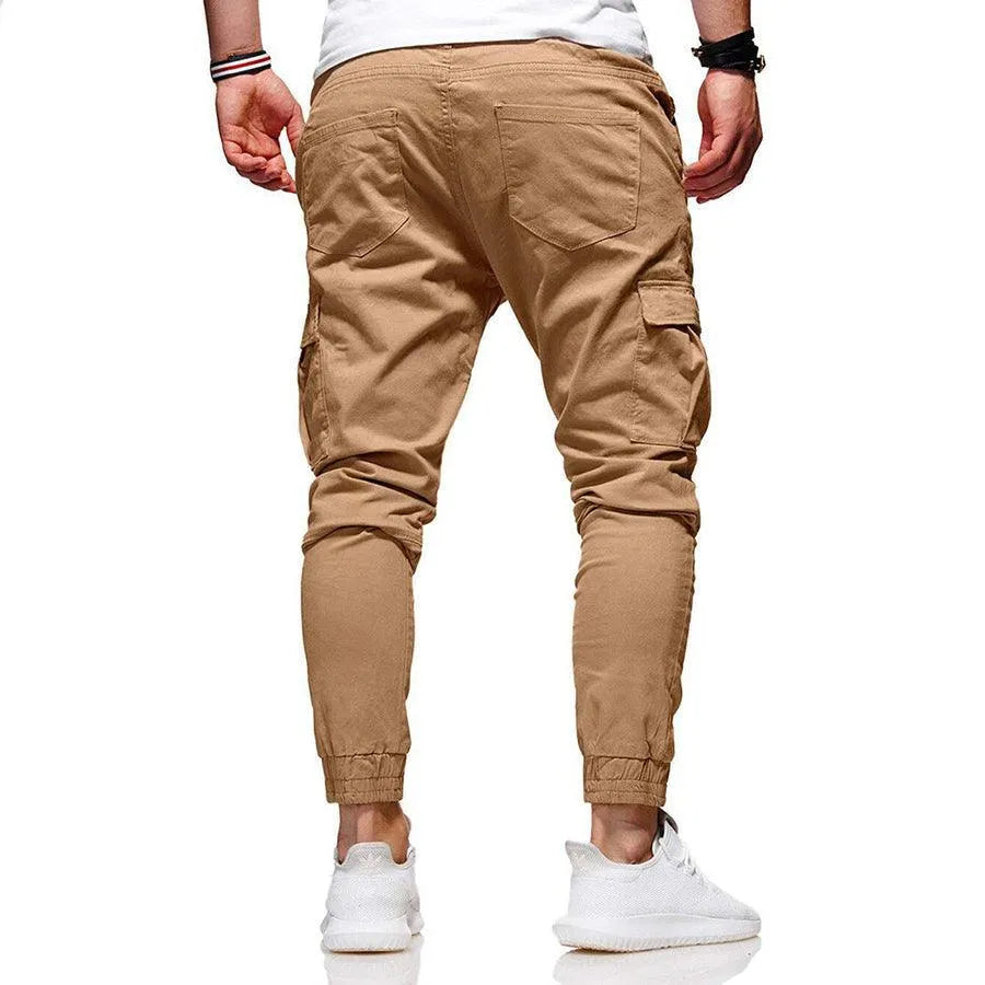Herr Cargo Joggingbyxor - Bomull - Elastisk Midja med Dragsko - Avsmalnande Passform - Flerfickad
