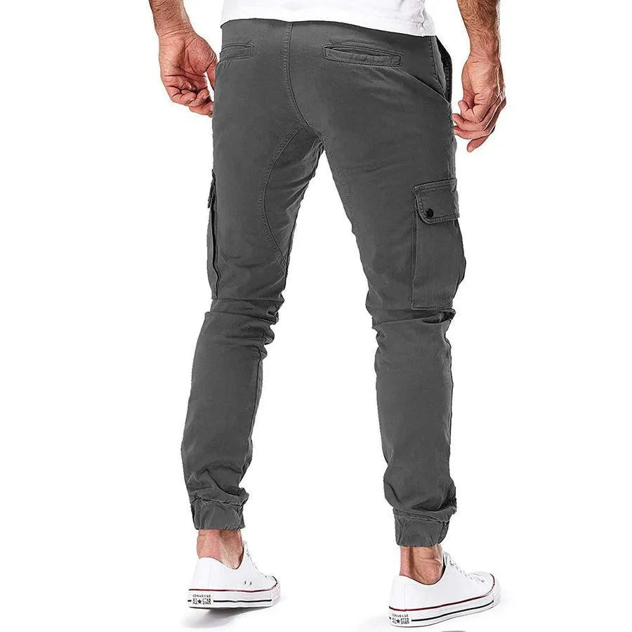 Herr Cargo Joggingbyxor - Bomull - Elastisk Midja med Dragsko - Avsmalnande Passform - Flerfickad