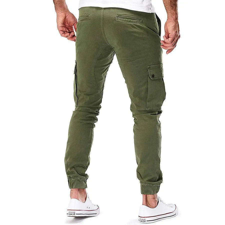 Herr Cargo Joggingbyxor - Bomull - Elastisk Midja med Dragsko - Avsmalnande Passform - Flerfickad