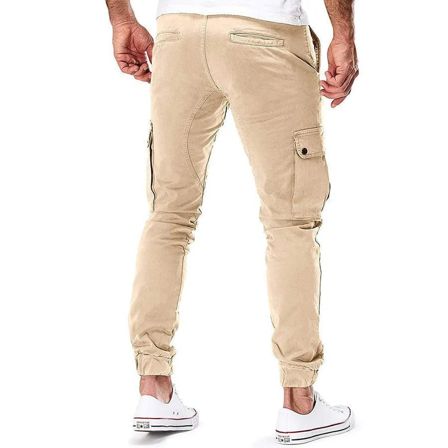 Herr Cargo Joggingbyxor - Bomull - Elastisk Midja med Dragsko - Avsmalnande Passform - Flerfickad