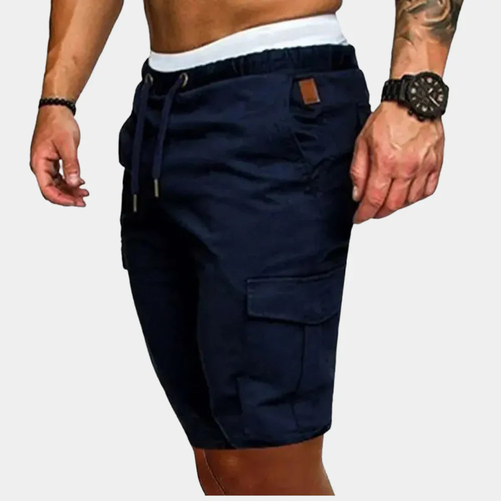Herreshorts – Cargo – Avslappet passform – Kneelengde – Elastisk liv – Pustende bomullsmiks