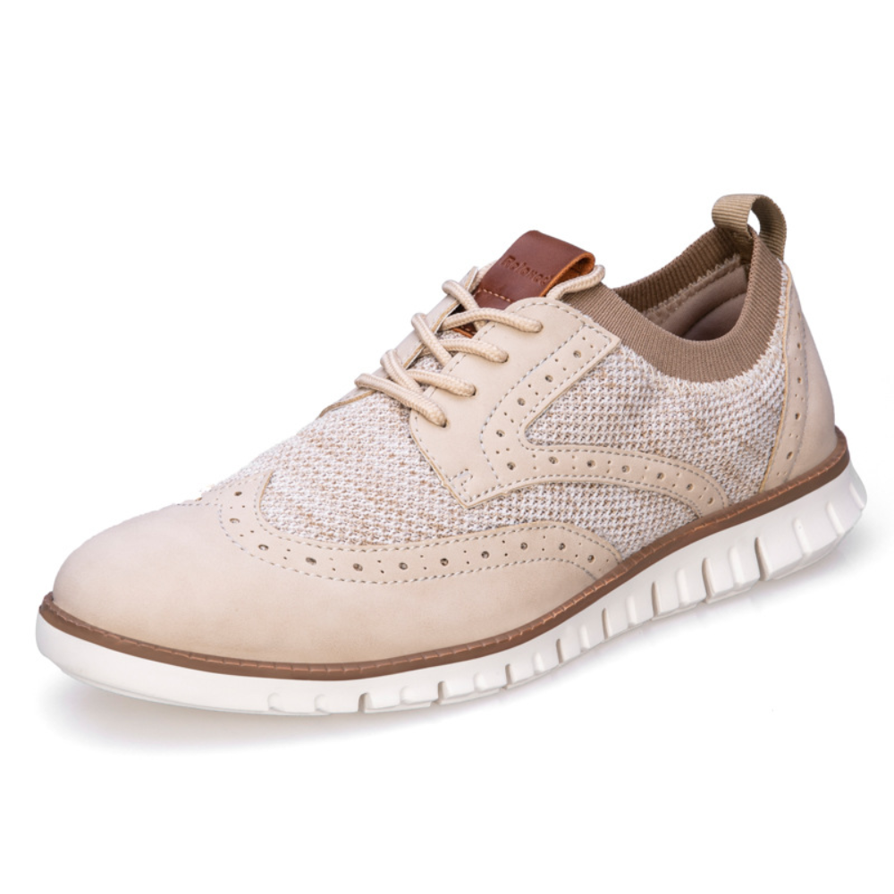 Herresko Oxford Wingtip – Skinn og Tekstil – Pustende – Komfortabel Såle