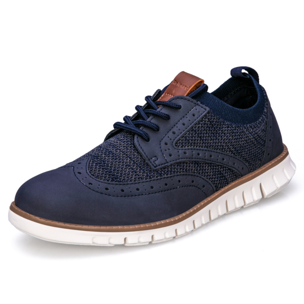 Herresko Oxford Wingtip – Skinn og Tekstil – Pustende – Komfortabel Såle