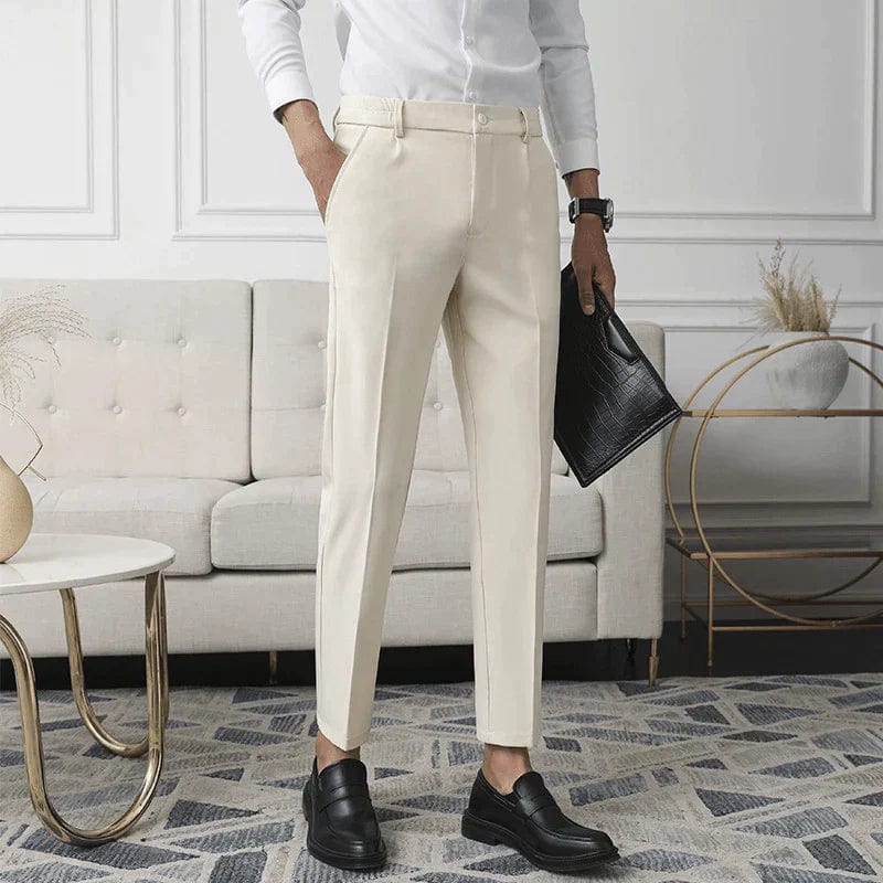 Herrebukser - Slim Fit Dressbukse - Skreddersydd Passform - Beltehemper - Glidelås