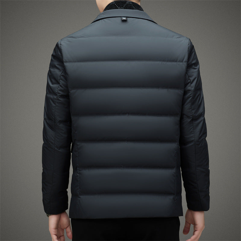 Herrjacka – skräddarsydd passform – dubbelknäppt – vadderad isolering – business stil