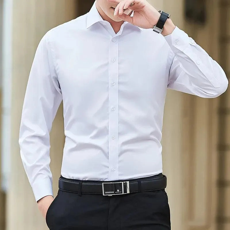 Herrskjorta - Långärmad - Slim Fit - Klassisk Krage - Formell & Elegant