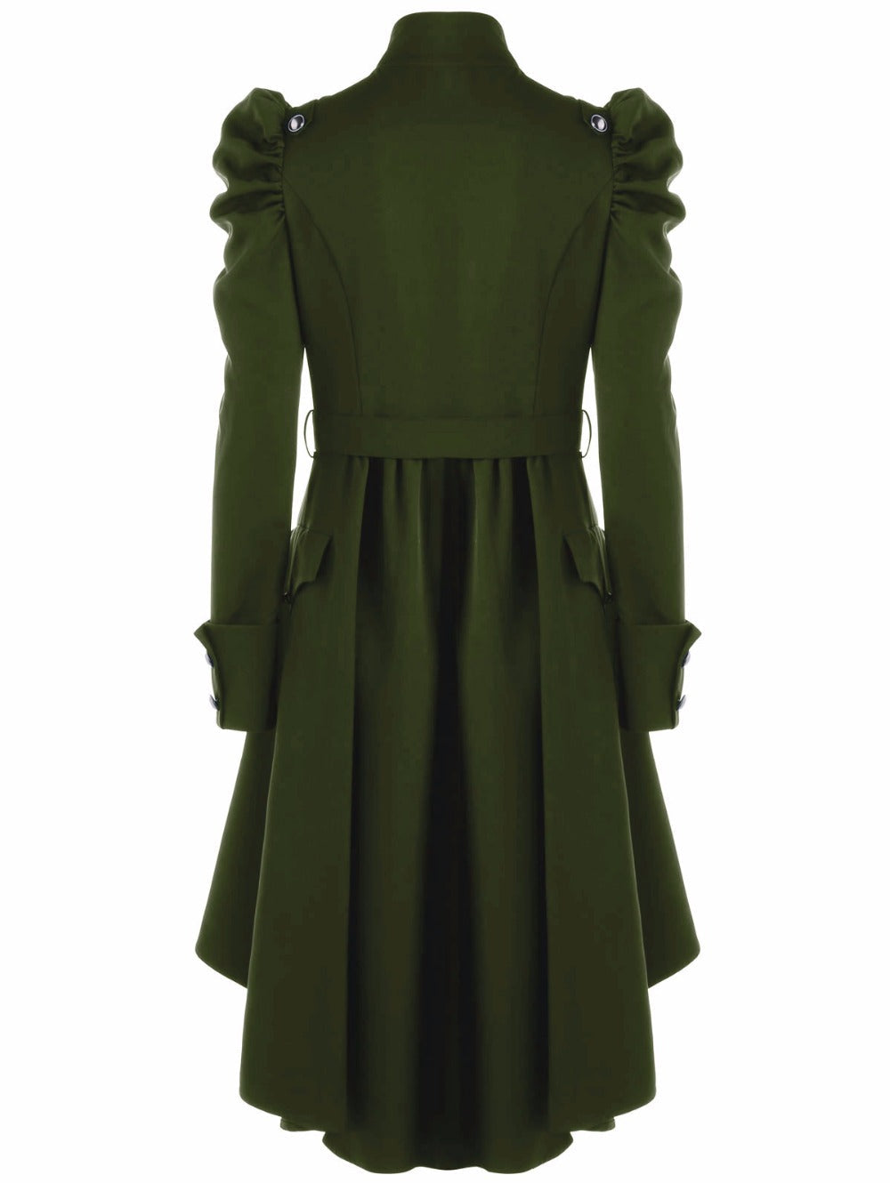 Dam Lång Kappa - Hög Stående Krage - Dubbelsydd - Puffärmar - Elegant Snitt
