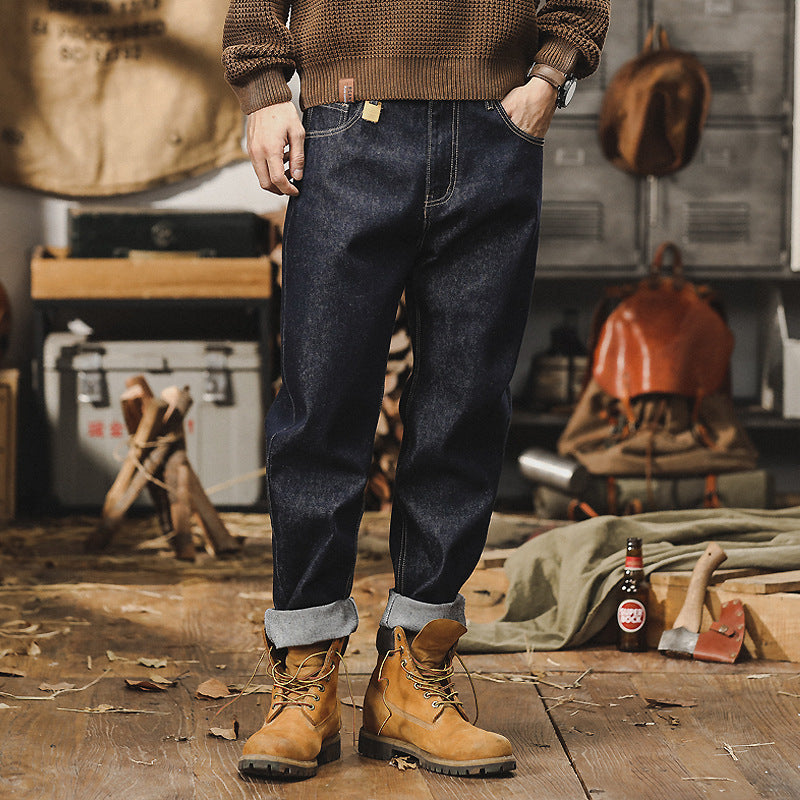 Herrejeans – Avslappet passform – Rett ben – Slitesterk denim – Distresset look