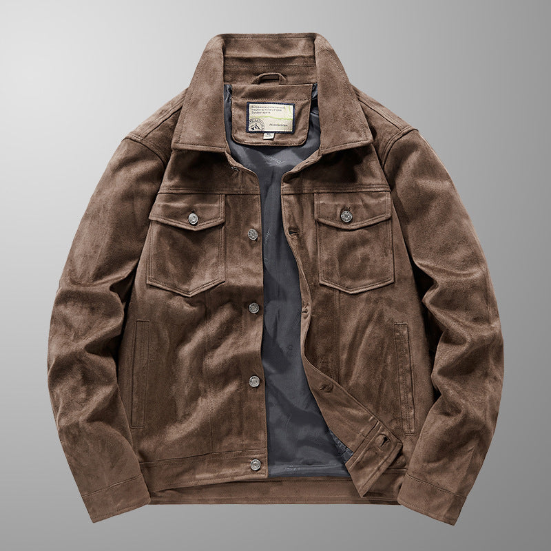 Herrjacka – Mocka – Slim Fit – Bröstfickor – Knappfront – Höftkort