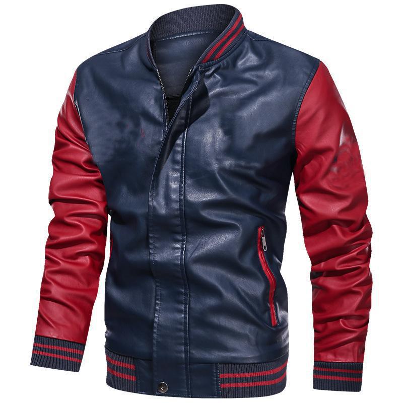 Herrjacka – Slim fit – Slät finish – Ståkrage – Kontrasterande ärmar – Dragkedja
