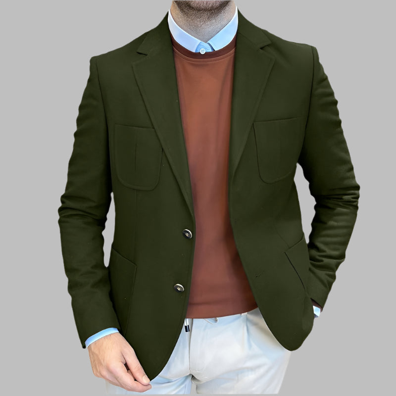 Herreblazer – Skreddersydd passform – Ullblanding – Dobbeltspent – Notch-slag