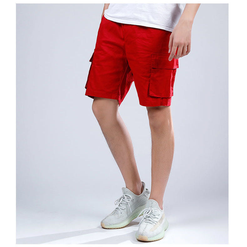 Herrshorts – Lös Passform – 100 % Bomull – Knälängd – Cargo med Stora Fickor