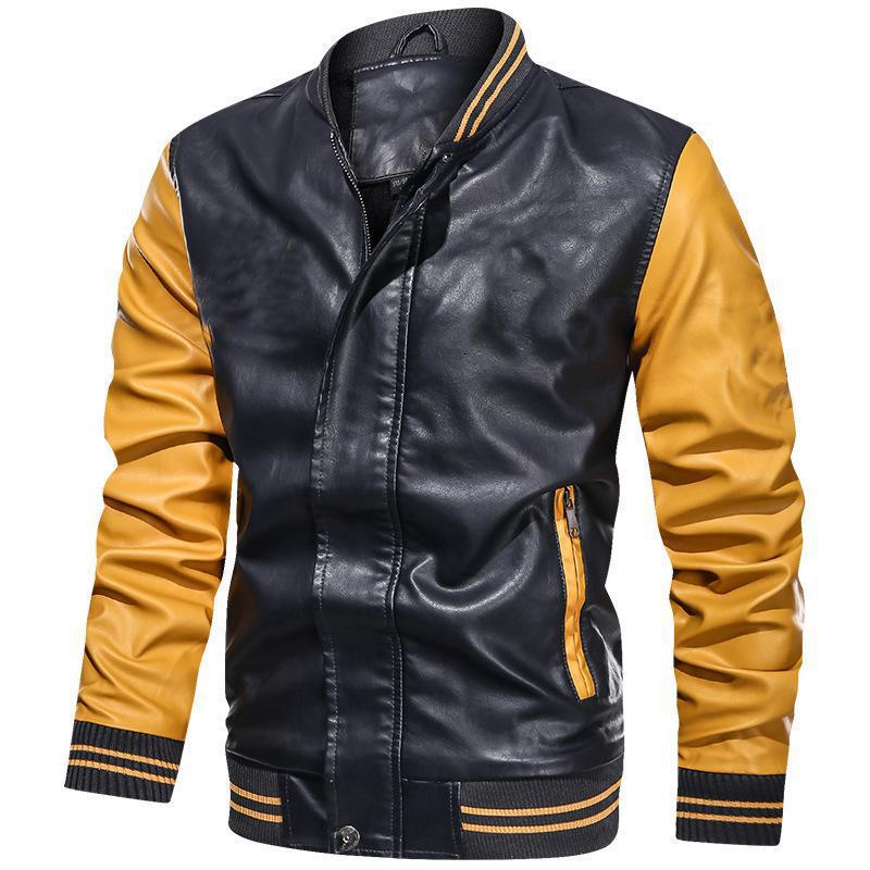 Herrjacka – Slim fit – Slät finish – Ståkrage – Kontrasterande ärmar – Dragkedja