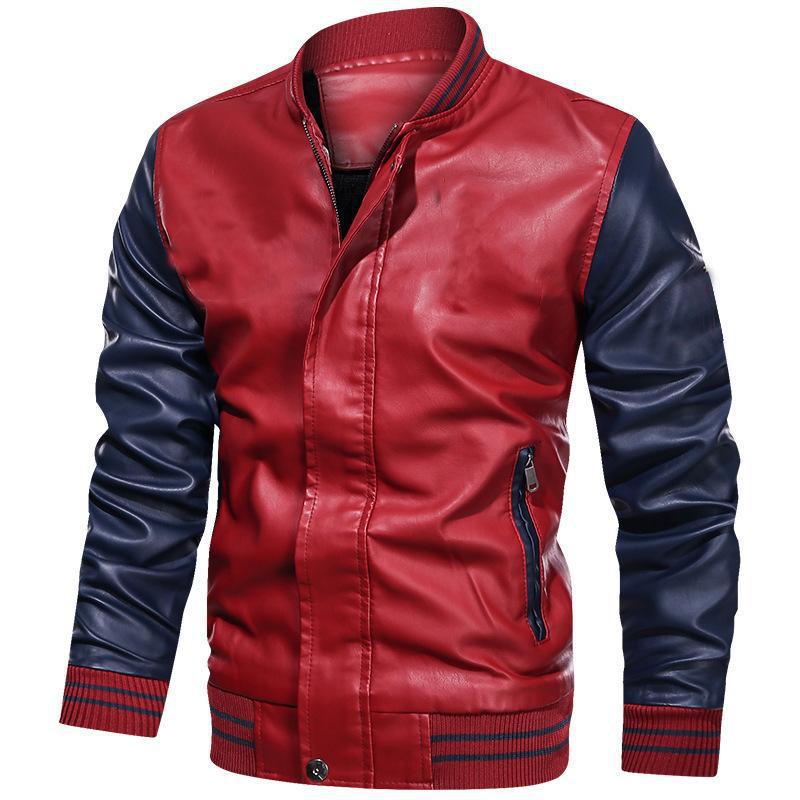 Herrjacka – Slim fit – Slät finish – Ståkrage – Kontrasterande ärmar – Dragkedja