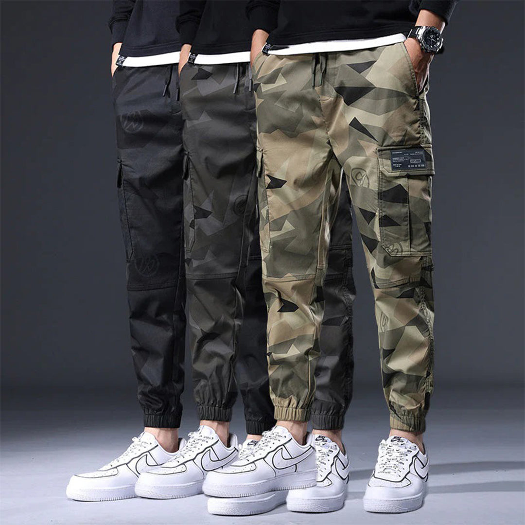 Herr Cargo Joggingbyxor - Bomull - Elastisk Midja - Avsmalnande Passform - Streetwear