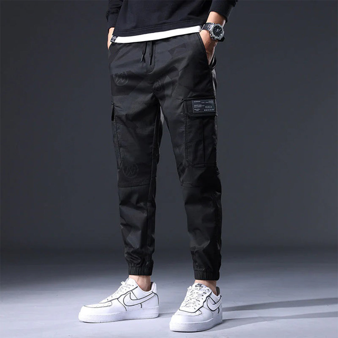 Herr Cargo Joggingbyxor - Bomull - Elastisk Midja - Avsmalnande Passform - Streetwear