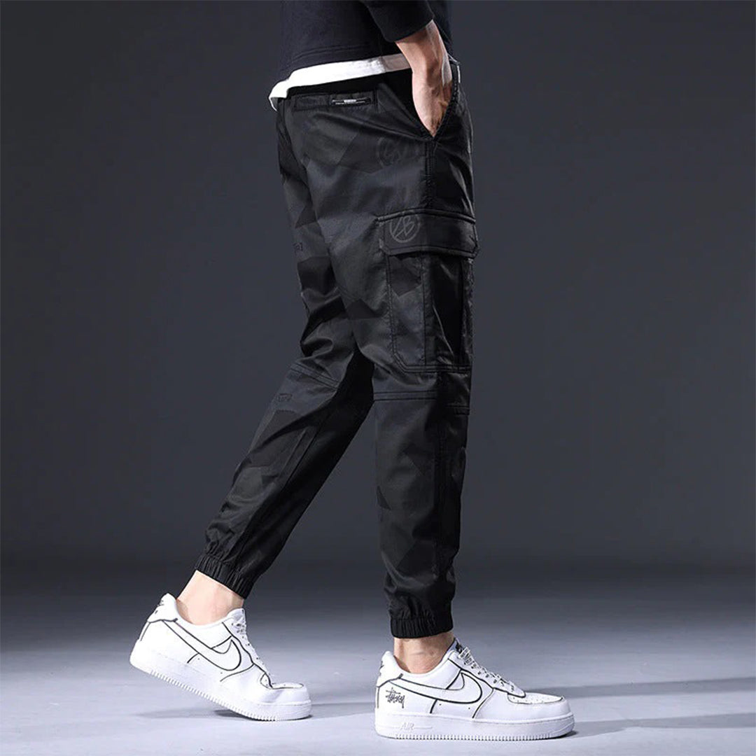 Herr Cargo Joggingbyxor - Bomull - Elastisk Midja - Avsmalnande Passform - Streetwear