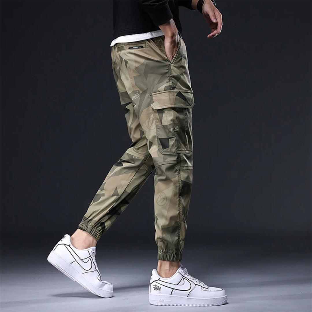 Herr Cargo Joggingbyxor - Bomull - Elastisk Midja - Avsmalnande Passform - Streetwear