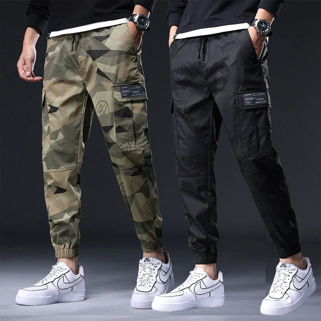 Herr Cargo Joggingbyxor - Bomull - Elastisk Midja - Avsmalnande Passform - Streetwear