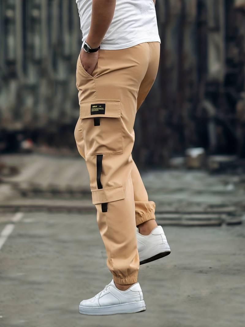 Herrbyxa - Jogger Cargo - Avslappnad Passform - Elastisk Midja och Manschetter - Flera Fickor
