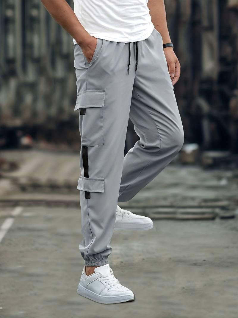 Herrbyxa - Jogger Cargo - Avslappnad Passform - Elastisk Midja och Manschetter - Flera Fickor