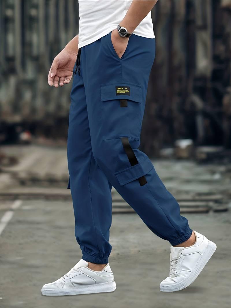 Herrbyxa - Jogger Cargo - Avslappnad Passform - Elastisk Midja och Manschetter - Flera Fickor