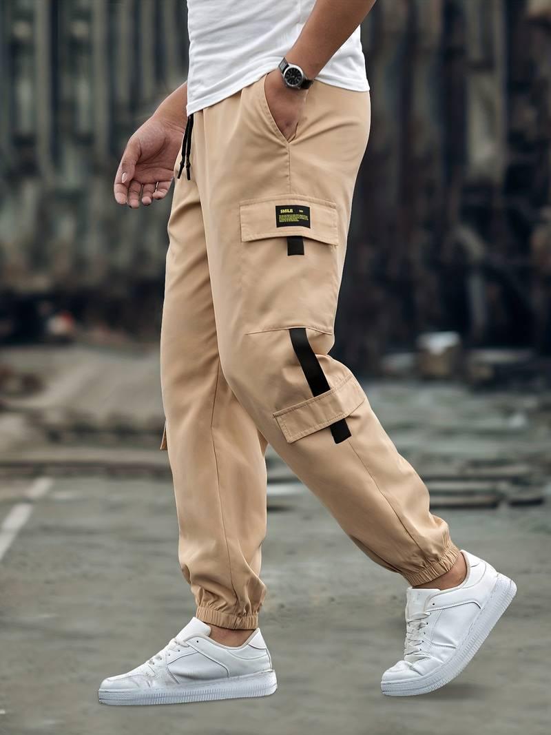 Herrbyxa - Jogger Cargo - Avslappnad Passform - Elastisk Midja och Manschetter - Flera Fickor