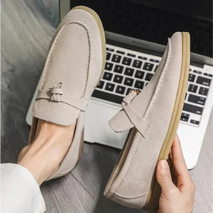 Herresko Loafers – Semsket Skinn – Slip-On – Gummisåle – Dekorativ Dusk