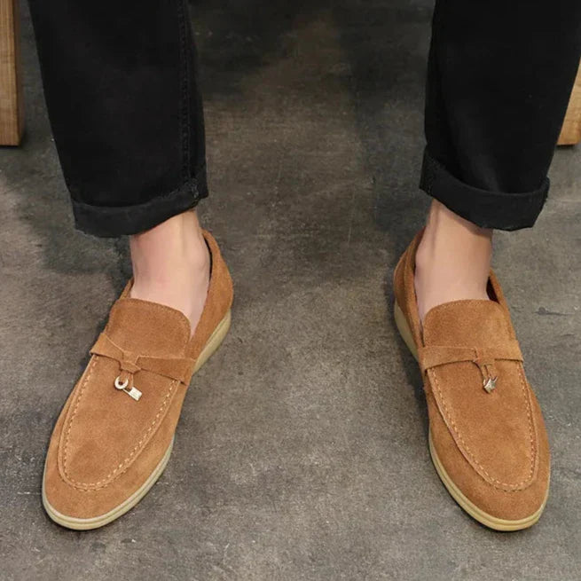 Herresko Loafers – Semsket Skinn – Slip-On – Gummisåle – Dekorativ Dusk