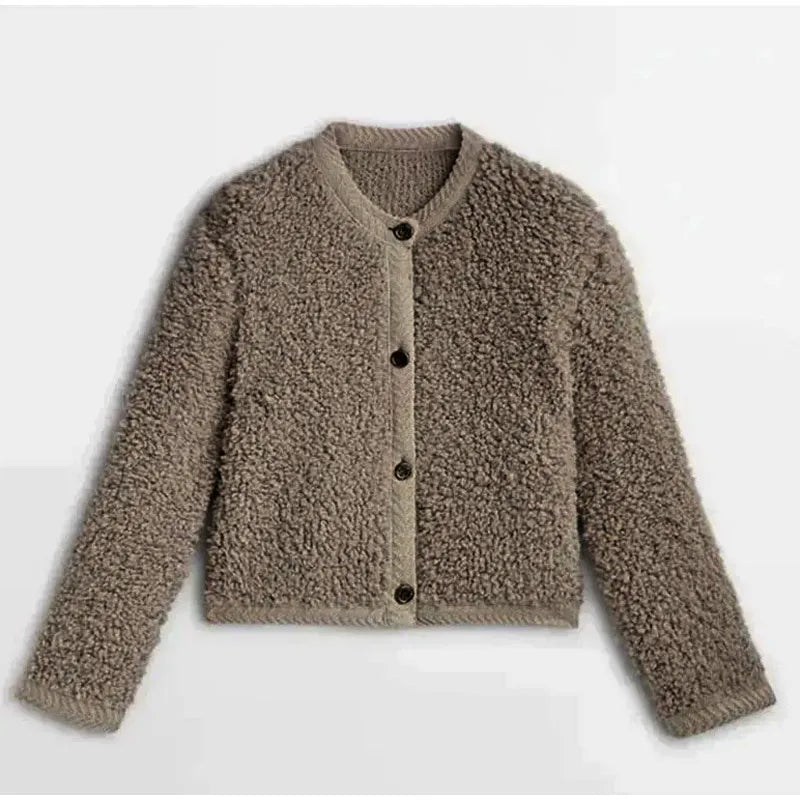 Dam Cardigan - Mjuk Bouclé - Avslappnad Passform - Knappar - Bekväm Lager-på-Lager